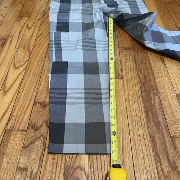 Theory‎ Easy Cargo Pant in Plaid Cotton Silk Multi Women's Size Medium - Picture 7 of 9